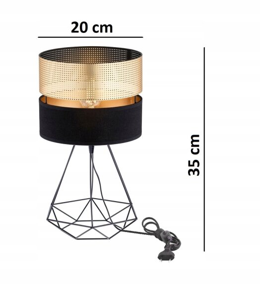 Tischleuchte Draht Schwarz Gold Metall E27 38 cm Modern Leuchte