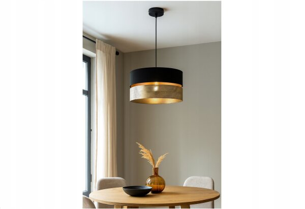 Pendelleuchte Schwarz Gold Metall E27 B:40 cm Modern Leuchte