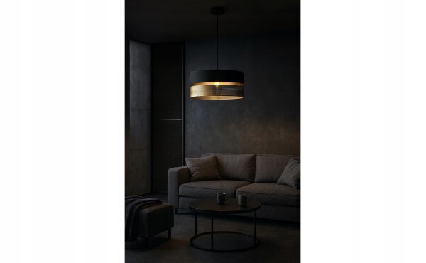 Pendelleuchte Schwarz Gold Metall E27 B:40 cm Modern