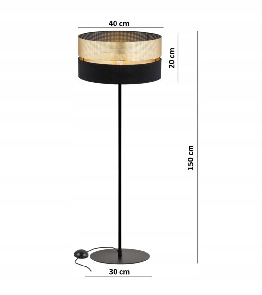 Stehlampe Tripod Schwarz Gold E27 H:150 cm Dreibein Leuchte