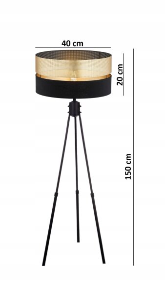 Stehleuchte Tripod Dreibein Schwarz Gold E27 150 cm