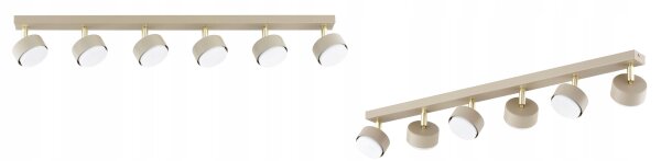 Deckenspot verstellbar 6-flammig GX53 L:80 cm Ecru Gold Leuchte