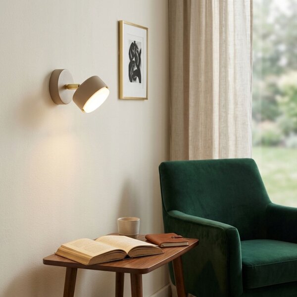 Wandstrahler schwenkbar Ecru Gold GX53 H:10 cm Modern Leuchte