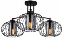 Deckenlampe Glas Metall Draht Schwarz E27 B:65 cm