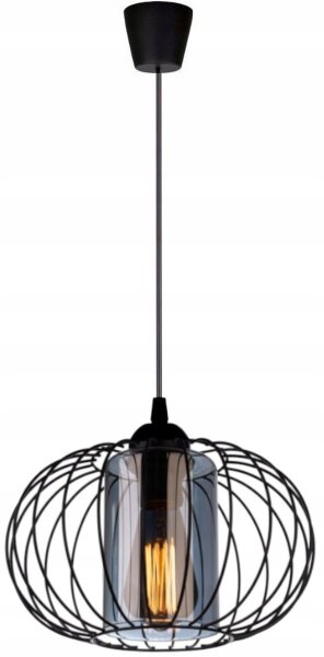 Pendelleuchte Glas Schwarz Draht E27 B:28 cm Modern Leuchte