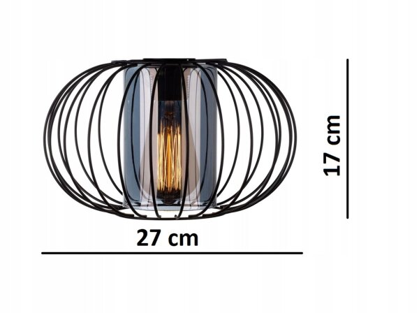 Pendelleuchte Glas Schwarz Draht E27 B:28 cm Modern Leuchte
