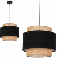 Pendelleuchte Stoff Schwarz Beige E27 B:20 cm blendarm