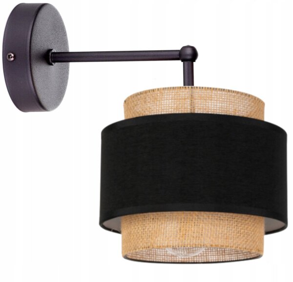 Wandlampe Stoff Schwarz Beige E27 L:25 cm blendarm Leuchte