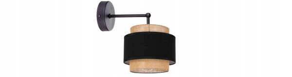 Wandlampe Stoff Schwarz Beige E27 L:25 cm blendarm Leuchte