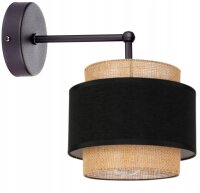 Wandlampe Stoff Schwarz Beige E27 L:25 cm blendarm