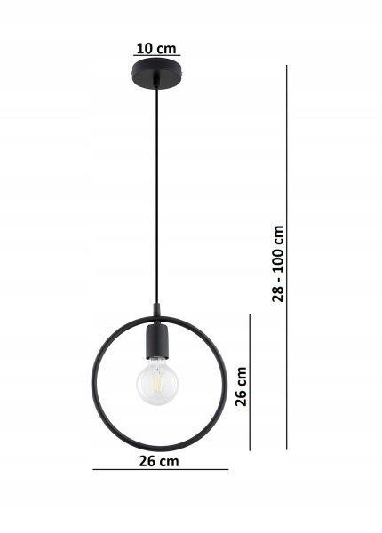 Pendelleuchte Schwarz E27 B:26 cm Modern dekorativ Leuchte