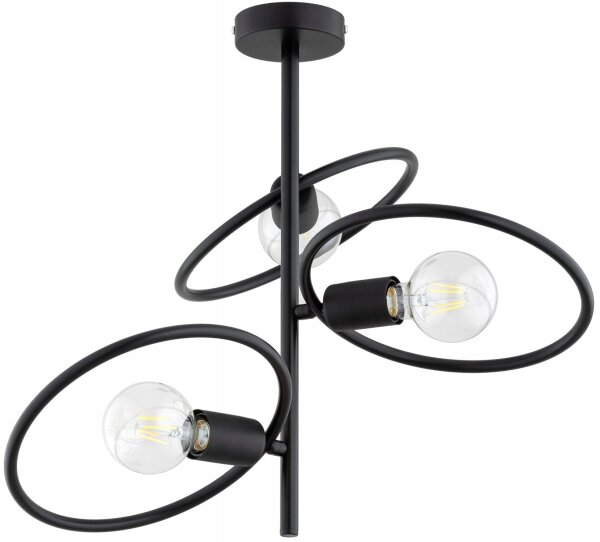 Deckenleuchte Schwarz Metall E27 B:40 cm Ringe Modern Leuchte