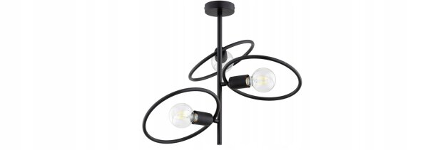 Deckenleuchte Schwarz Metall E27 B:40 cm Ringe Modern Leuchte