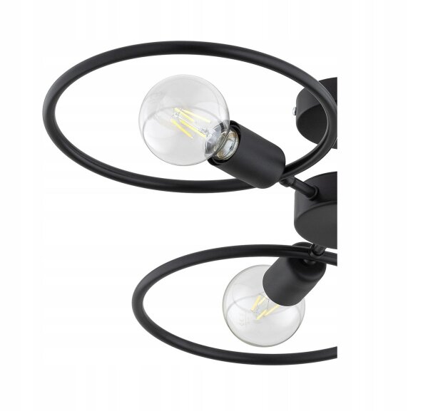 Deckenleuchte Schwarz Metall E27 B:40 cm Ringe Modern Leuchte