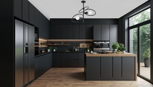 Deckenleuchte Schwarz Metall E27 B:40 cm Ringe Modern Leuchte