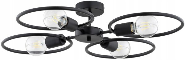 Deckenlampe 4-flammig Schwarz Metall E27 B:60 cm Modern Leuchte