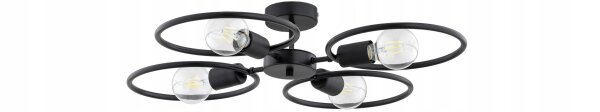 Deckenlampe 4-flammig Schwarz Metall E27 B:60 cm Modern Leuchte