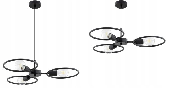 Pendelleuchte 3-flammig Schwarz E27 B:60 cm Modern Leuchte
