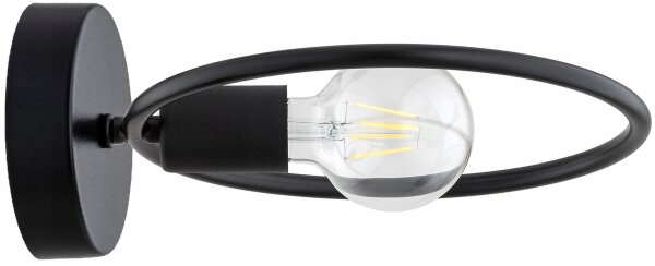 Wandleuchte Metall Schwarz Ring E27 B:26 cm Modern Leuchte