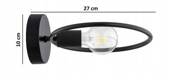 Wandleuchte Metall Schwarz Ring E27 B:26 cm Modern Leuchte