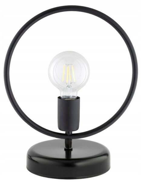 Tischleuchte Schwarz Metall E27 H:30 cm Ring Modern Leuchte