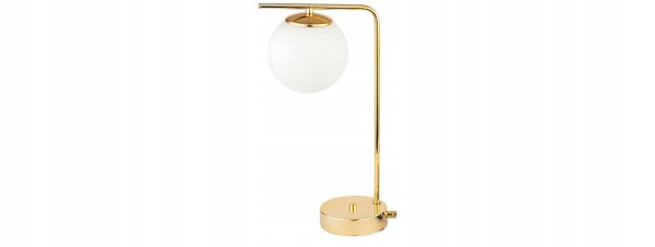 Tischleuchte Kugel Glas Weiß Gold E27 H:38 cm blendarm Leuchte