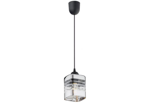 Pendelleuchte Glas Schwarz Silber E27 B:10 cm edel Leuchte