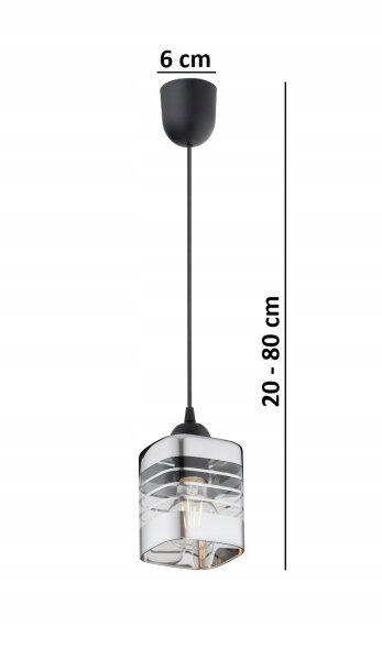 Pendelleuchte Glas Schwarz Silber E27 B:10 cm edel Leuchte