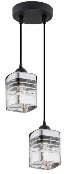 Pendelleuchte 2-flammig Glas Metall Silber E27 L:12 cm Leuchte