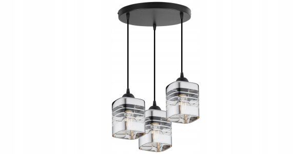 Pendelleuchte 3-flammig Glas Silber E27 L:30 cm rund Leuchte