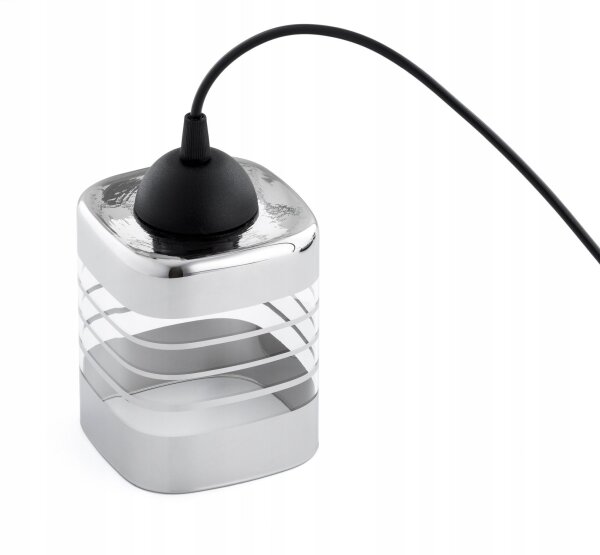Pendelleuchte 4-flammig Glas Silber E27 L:30 cm Metall Leuchte