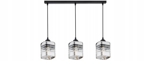 Pendelleuchte 3-flammig Metall Glas Silber E27 L:60 cm Leuchte