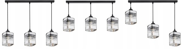 Pendelleuchte 3-flammig Metall Glas Silber E27 L:60 cm Leuchte