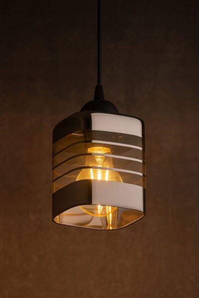 Pendelleuchte 3-flammig Metall Glas Silber E27 L:60 cm Leuchte