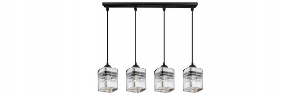 Pendelleuchte 4-flammig Glas Metall Silber E27 L:60 cm Leuchte