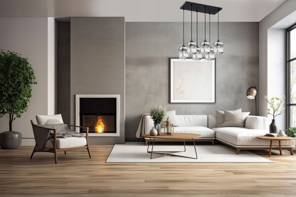 Pendelleuchte 6-flammig Metall Glas Silber E27 L:60 cm Leuchte