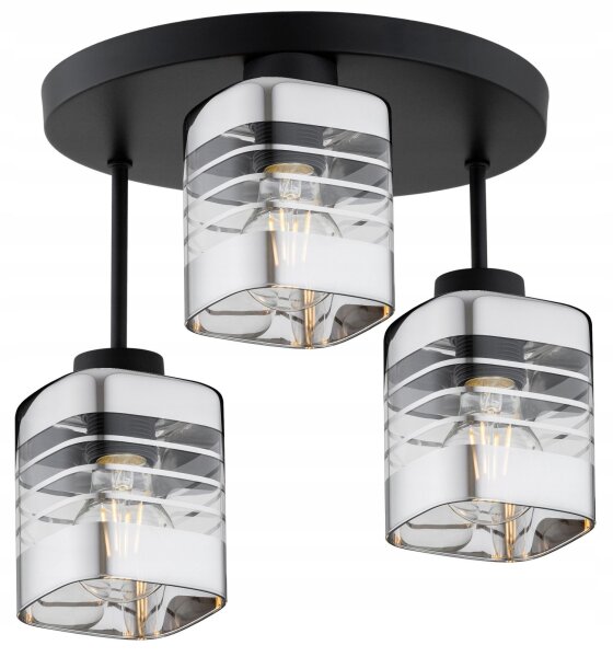 Deckenleuchte 3-flammig Glas E27 B:30 cm Metall Modern Leuchte