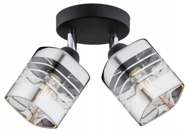 Deckenspot schwenkbar 2-flammig Metall Glas E27 L:25 cm Leuchte