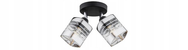 Deckenspot schwenkbar 2-flammig Metall Glas E27 L:25 cm Leuchte