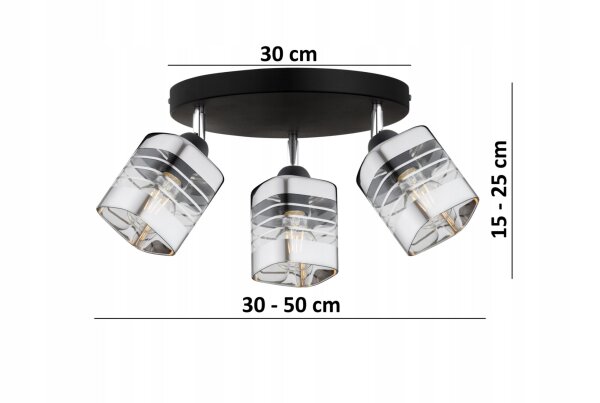 Deckenspot verstellbar 3-flammig E27 B:60 cm Modern Leuchte