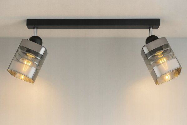 Deckenspot flexibel 2-flammig Glas Metall E27 L:40 cm Leuchte