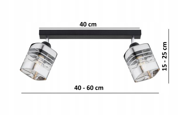 Deckenspot flexibel 2-flammig Glas Metall E27 L:40 cm Leuchte