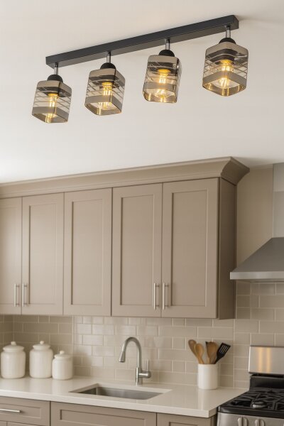 Deckenspot flexibel 4-flammig Glas Metall E27 L:60 cm Leuchte