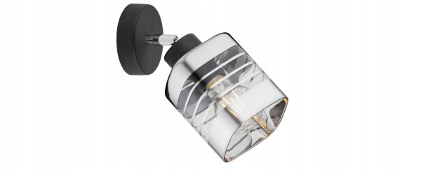Wandspot verstellbar Silber Schwarz Metall E27 H:22 cm Leuchte