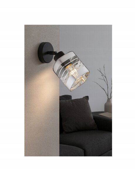 Wandspot verstellbar Silber Schwarz Metall E27 H:22 cm Leuchte
