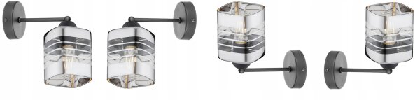 Wandleuchte mit Arm Glas Silber Metall E27 H:22 cm Leuchte