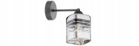 Wandleuchte mit Arm Glas Silber Metall E27 H:22 cm