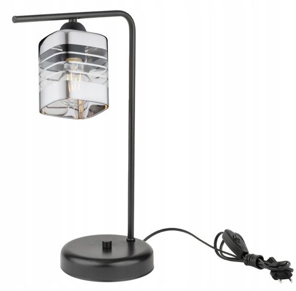 Tischlampe Glas Silber E27 H:38 cm Modern dekorativ Leuchte