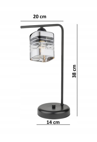 Tischlampe Glas Silber E27 H:38 cm Modern dekorativ Leuchte