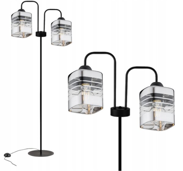 Stehleuchte 2-flammig Glas Silber E27 150 cm Modern Leuchte